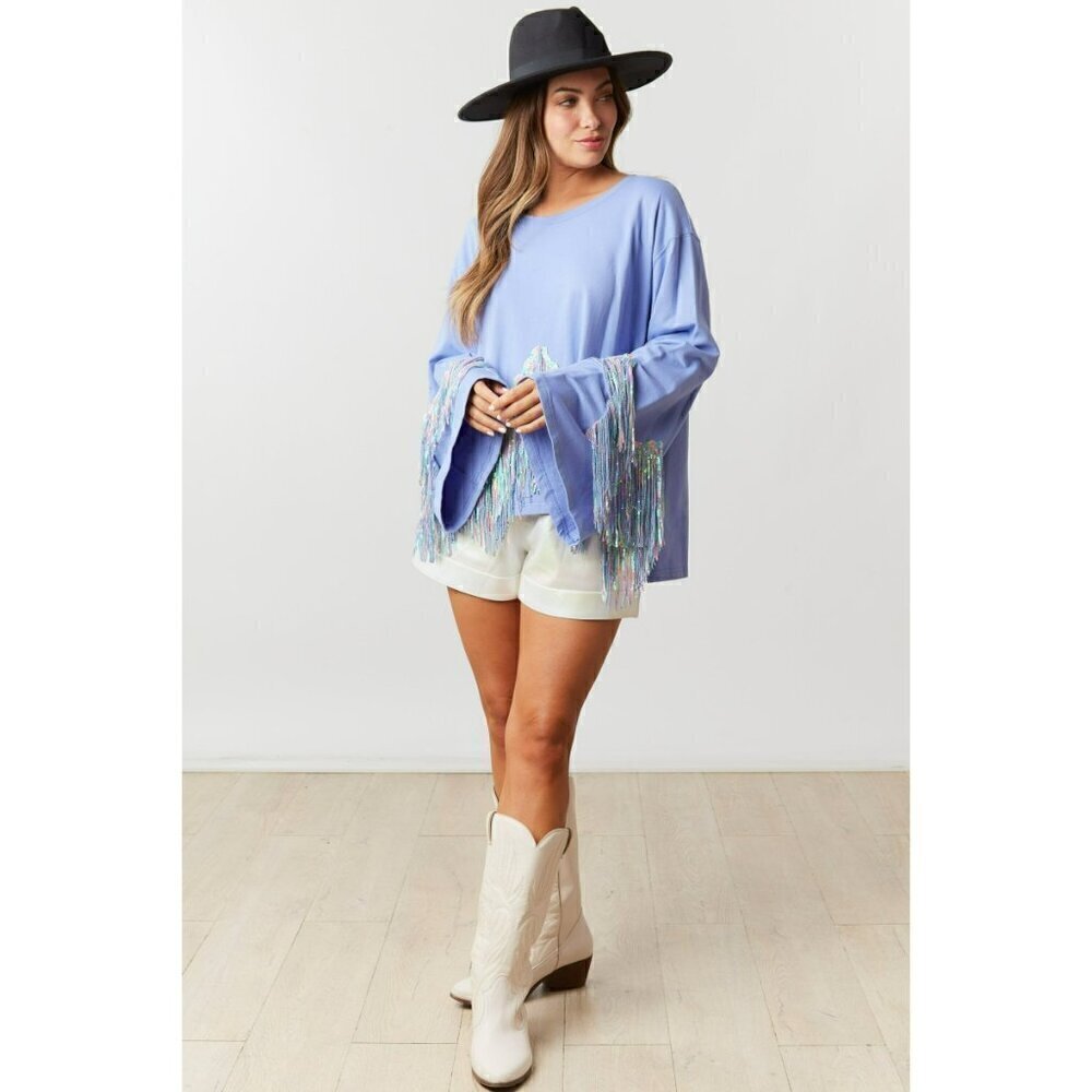 Periwinkle Pop Unicorn Fringe Top - Picture 3 of 8